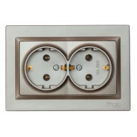 РОЗЕТКА ДВОЙНАЯ С ЗАЗЕМЛЕНИЕМ LUXEL JAZZ (9708) ГРАФИТОВАЯ