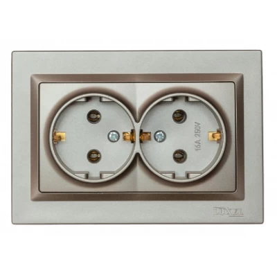 РОЗЕТКА ДВОЙНАЯ С ЗАЗЕМЛЕНИЕМ LUXEL JAZZ (9708) ГРАФИТОВАЯ