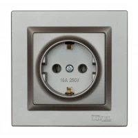 РОЗЕТКА С ЗАЗЕМЛЕНИЕМ LUXEL JAZZ (9704) ГРАФИТОВАЯ