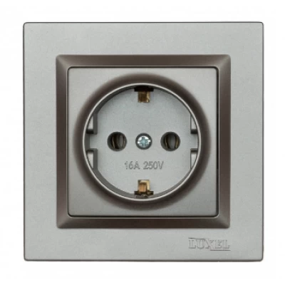 РОЗЕТКА С ЗАЗЕМЛЕНИЕМ LUXEL JAZZ (9704) ГРАФИТОВАЯ