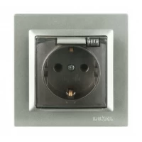 РОЗЕТКА С ЗАЗЕМЛЕНИЕМ И КРЫШКОЙ LUXEL JAZZ (9711) ГРАФИТОВАЯ