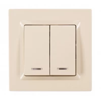 ВЫКЛЮЧАТЕЛЬ ДВОЙНОЙ С ПОДСВЕТКОЙ JAZZ (9306) КРЕМ