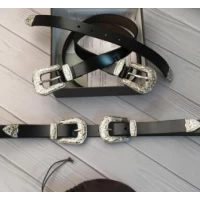 Ремень женский черная кожа 2,5 см