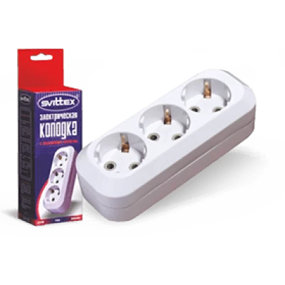 SV-010. Розетка (колодка) SVITTEX трехместная с заземлением