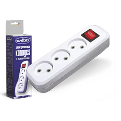 SV-012 Розетка (колодка) SVITTEX 3-я без земли с выключателем