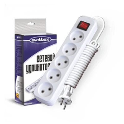 SV-015-3 Удлинитель SVITTEX 5 гнезд с выключателем без земли 3 м