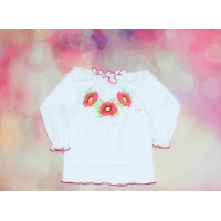 Вышиванка для девочки с длинным рукавом (кулир-пенье) 1612 Размеры 32-36