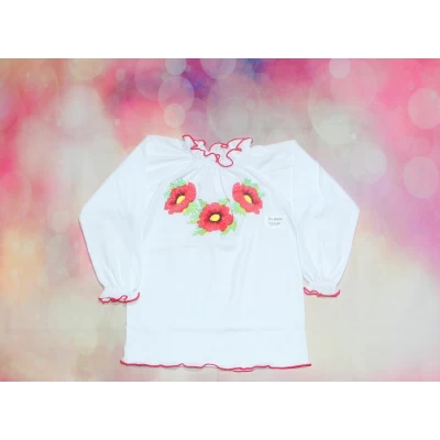 Вышиванка для девочки с длинным рукавом (кулир-пенье) 1612 Размеры 32-36