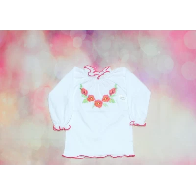 Вышиванка для девочки с длинным рукавом (кулир-пенье) 1037 Размеры 26-30