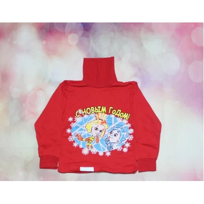 Детская водолазка красная Фиксики (начес) 0133 Размеры 26-34