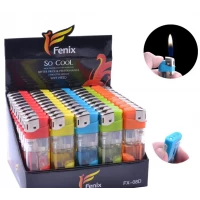 Зажигалка пьезо с фонариком Прозрачная разноцветная №288-47