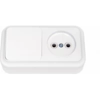 В-РЦ-521 Блок выключатель+ розетка наружный Пралеска Bylectrica белый