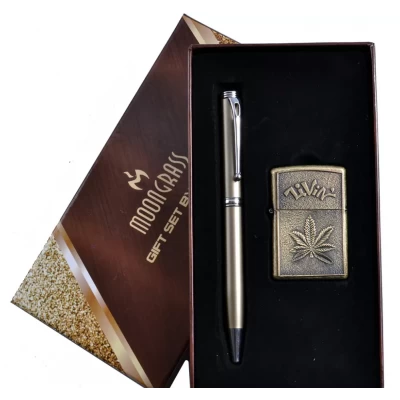 Подарочный набор Moongrass 2в1 Зажигалка, Ручка AL-305