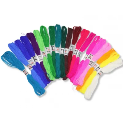 Акриловая нить для вышивания тонкая набор всех цветов 31м/19шт