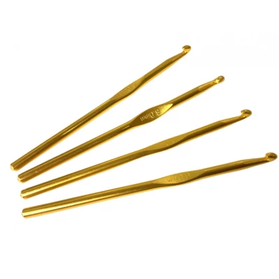 Крючок для вязания металлический цветной 15см, размеры в описании