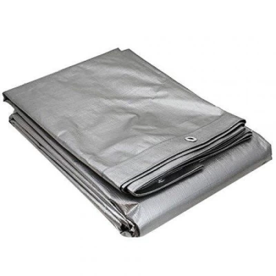 Тент серый 100гр/м2 двуслойный (одна сторона - металик, вторая - тёмно/зелёная) 10×12м