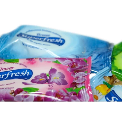 Салфетки влажные SuperFresh Виноград/Цветы/Морской Бриз 15шт