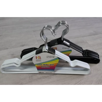 Набор вешалок металлических c резиновым покрытием 10шт, универсальная Набор вешалок металлических c резиновым покрытием 10шт, универсальная