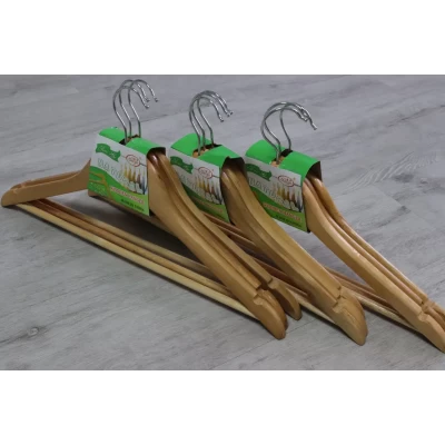 Набор вешалок для одежды 3 шт прямые деревянные Набор вешалок для одежды 3 шт прямые деревянные