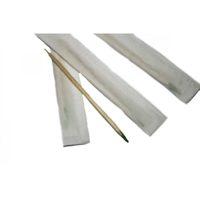 Зубочистки деревянные односторонние мятные в индивидуальной упаковке и пакете 100шт