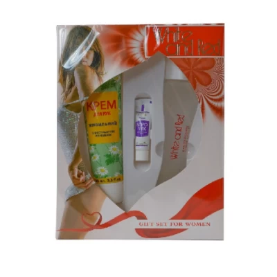 Подарочный набор женский WHITE and RED (т/в 100мл + крем для рук + крем Боро)