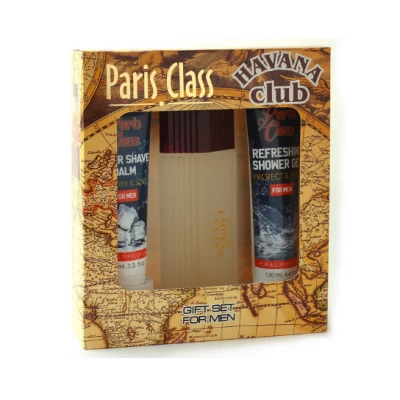 Набор туалетная вода PARIS CLASS HAVANA CLUB 100 мл +Гель для душа 130 мл + бальзам после бритья 100 мл