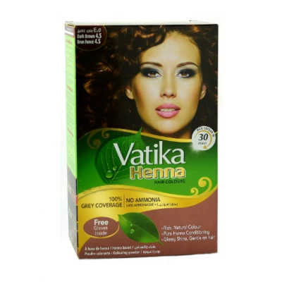 Краска для волос на основе хны Каштановой Vatika (Dark brown) 6*10г