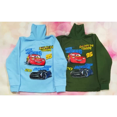 Детская водолазка Тачки (начес) 0489 Размеры 28-34