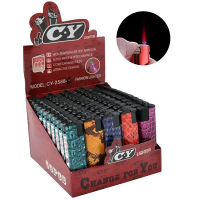 Зажигалка с фонариком (турбо пламя) Цветная кожа №2588-6 Зажигалка с фонариком (турбо пламя) Цветная кожа №2588-6