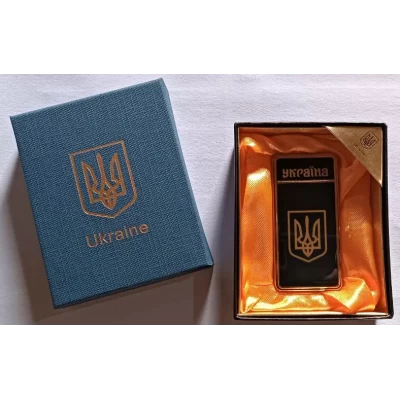 Зажигалка в подарочной упаковке Герб Украины  (Острое пламя) HL-124-1