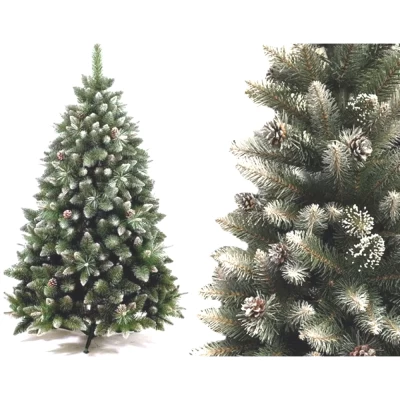 Ель искусственная ЭЛИТНАЯ С ШИШКАМИ 2.2 м (салатовое, белое напыление)