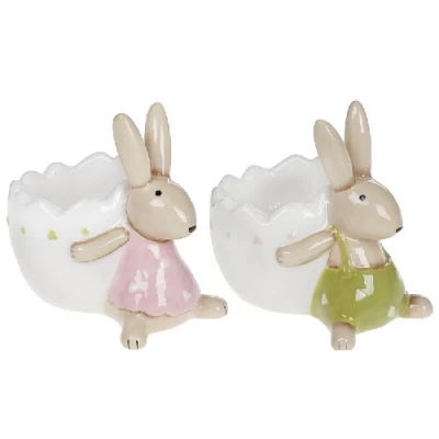 Подставка для яйца керамическая Милые Зайки, 8.2см, 2 дизайна