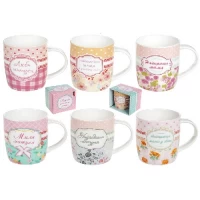 Кружка фарфоровая Мама 380мл, 6 видов