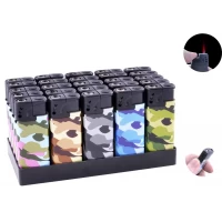 Зажигалка пластиковая с фонарем Камуфляж (турбо пламя) №1309-1