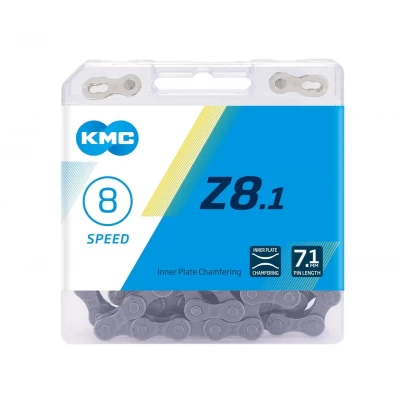ЦЕПЬ KMC Z8.1 GRAY ДЛЯ 8 СКОРОСТНЫХ ТРАНСМИССИЙ ВЕЛОСИПЕДА, С ЗАМКОМ