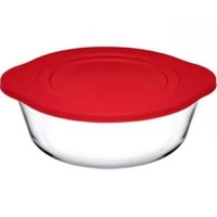 Круглая кастрюля для запекания + силиконовая крышка 1,45 л (BORCAM) Турция