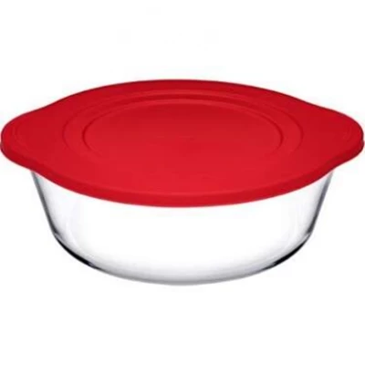 Круглая кастрюля для запекания + силиконовая крышка 1,45 л (BORCAM) Турция