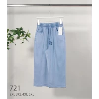 Бриджи женские джинс лен, р.2XL,3XL,4XL,5XL, 721 