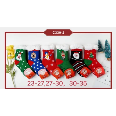 Детские новогодние носки шерстяные на овчине 27-30 и 31-35, C330-2 Детские новогодние носки шерстяные на овчине 27-30 и 31-35, C330-2