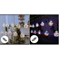 Новогодняя Гирлянда Штора Шары с Наполнением 10 шт, USB+батарейка (O-17A)