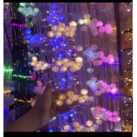 Гирлянда-штора роса с шариками 2х3 м (o-17a) (мульти, золотая, розовая)