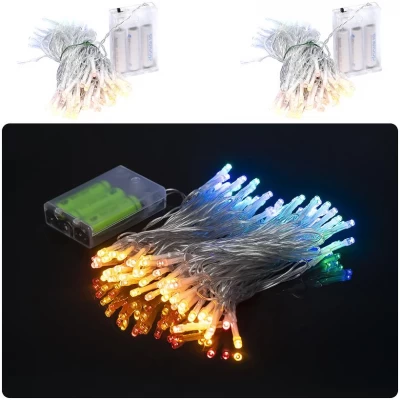 Гірлянда  LED на 3-х батарейках 100 лампочок 10 метрів мультиколір RJ-08