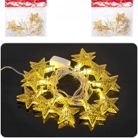 Гирлянда электрическая Звезды 4D Золото 10шт 3М LED цветная D-37