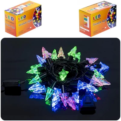 Гирлянда электрическая "Елки объемные" 28шт 5М черная, цветная D-28