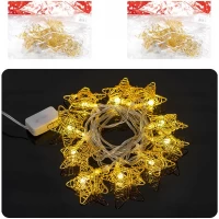 Гирлянда электрическая LED Звезда Золото 10шт, 2м RJ-12