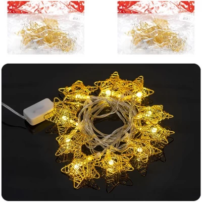 Гирлянда электрическая LED Звезда Золото 10шт, 2м RJ-12