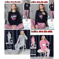 Піжами жіночі коттон на байці, 2нитка з начосом,  M (42-44) - 2XL (48-50)