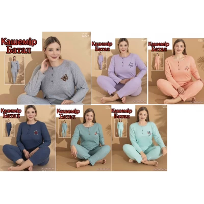 Піжами жіночі з довгим рукавом, трикотаж (інтерлок-кашемір), XL-4XL. Туреччина