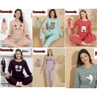 Піжами жіночі з довгим рукавом, трикотаж (інтерлок-кашемір), M-2XL. Туреччина