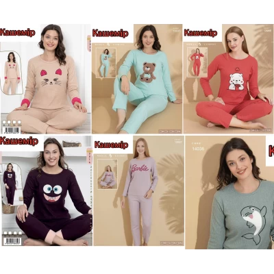 Піжами жіночі з довгим рукавом, трикотаж (інтерлок-кашемір), M-2XL. Туреччина